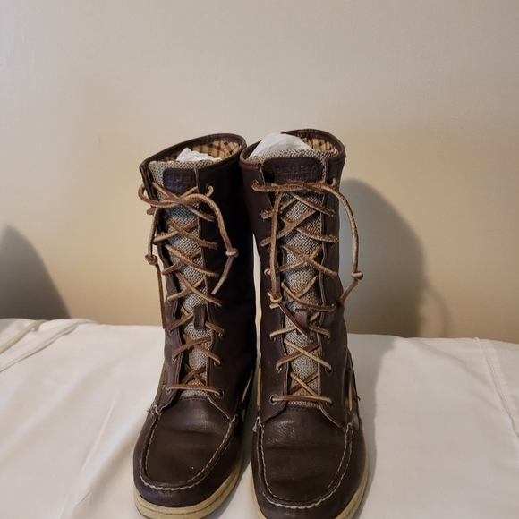Sperry Topsider brown lace up boots women's 7 - Picture 2 of 4